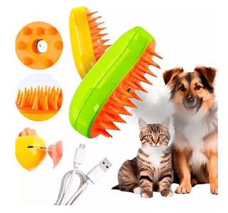 Escova Vapor Tira Pelo Pet Recarregável Usb 3 em 1 Cão Gato