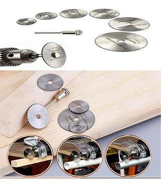 Kit com 6 Discos de Corte para Madeira + 2 Hastes Suporte 22-50mm