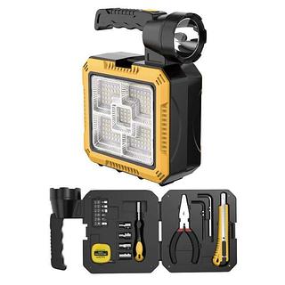 Lanterna Solar Led Caixa Ferramenta Recarregável Power Bank Lanterna Preto Luz Branco