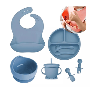 Kit Alimentação Bebe Prato Infantil Silicone Com Divisoria
