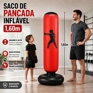 Saco Pancada Inflavel Bob Boneco Treino Boxe Muay Thai Luta Preto