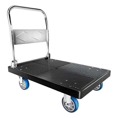 Carrinho de Carga Reforçado Plataforma 4 Rodas Suporta 380kg