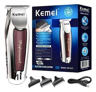 Máquina De Cortar Cabelo Pro Kemei Acabamento Bivolt S/ Fio Cor Vinho 110V/220V