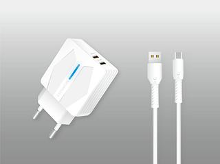 Carregador Celular 2 USB 18W + Cabo Tipo C