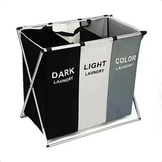 Cesto De Roupa Suja Dobrável 3 Divisórias Banheiro Multiuso