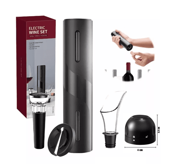 Kit Abridor de Vinho Saca-Rolha Elétrico Automático