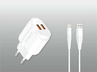Carregador Celular 2 USB 2.4A + Cabo Para Iphone