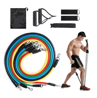 Kit 11 Elastico Para Exercicio Fisioterapia Academia Em Casa