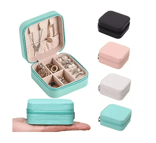 Mini Porta Joias Portátil Estojo Ziper Todas As Cores Viagem