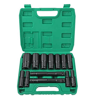 Jogo Soquete Longo Sextavado Impacto 1/2 8 A 32 Mm 15pcs Preto