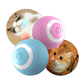 Bolinha Brinquedo Gatos Cachorros Recarregavel Inteligente Cor Rosa e Azul