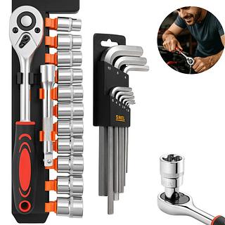 Jogo Chaves Soquetes Catraca Cachimbo E Allen Longa 21 Pçs