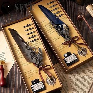 Caneta Tinteiro Retrô com Tinta em Caixa de Presente para Escola e Escritório