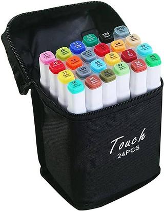 Caneta Marcador para Colorir Desenho Professional, Pontas Duplas, Codificados por Cores, Segurança Garantida, Caixa de Bônus marcadores artisticos de Arte para Estudantes Adultos Artistas Desenho Colorir Desenho 24 Cors