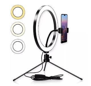 Ring Light Mesa Iluminador De Led Tripé 8 Polegadas 20cm